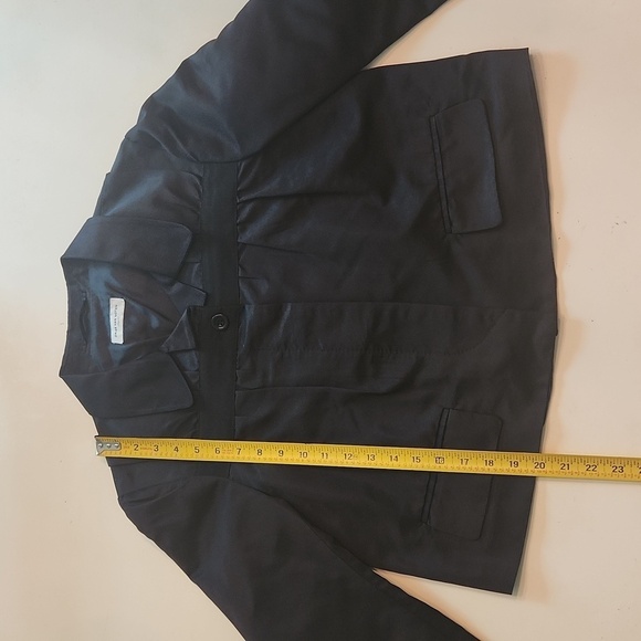 DRIES VAN NOTEN Black Finely Textured Silk Cropped Jacket Sz 42 (8) - Picture 10 of 11